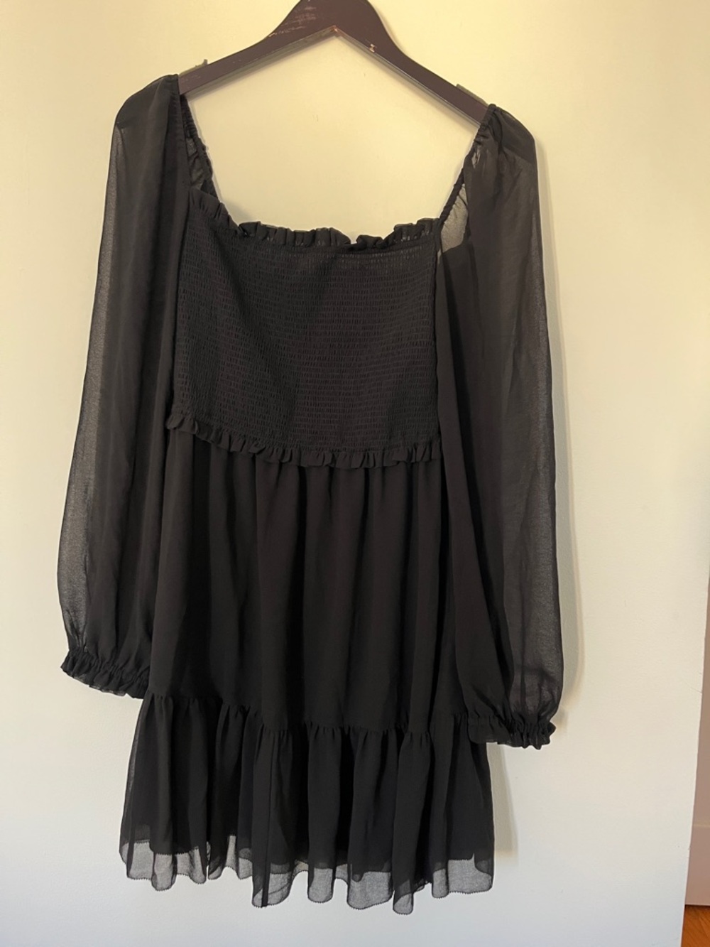 Aritzia Black Long-Sleeve Mini Dress